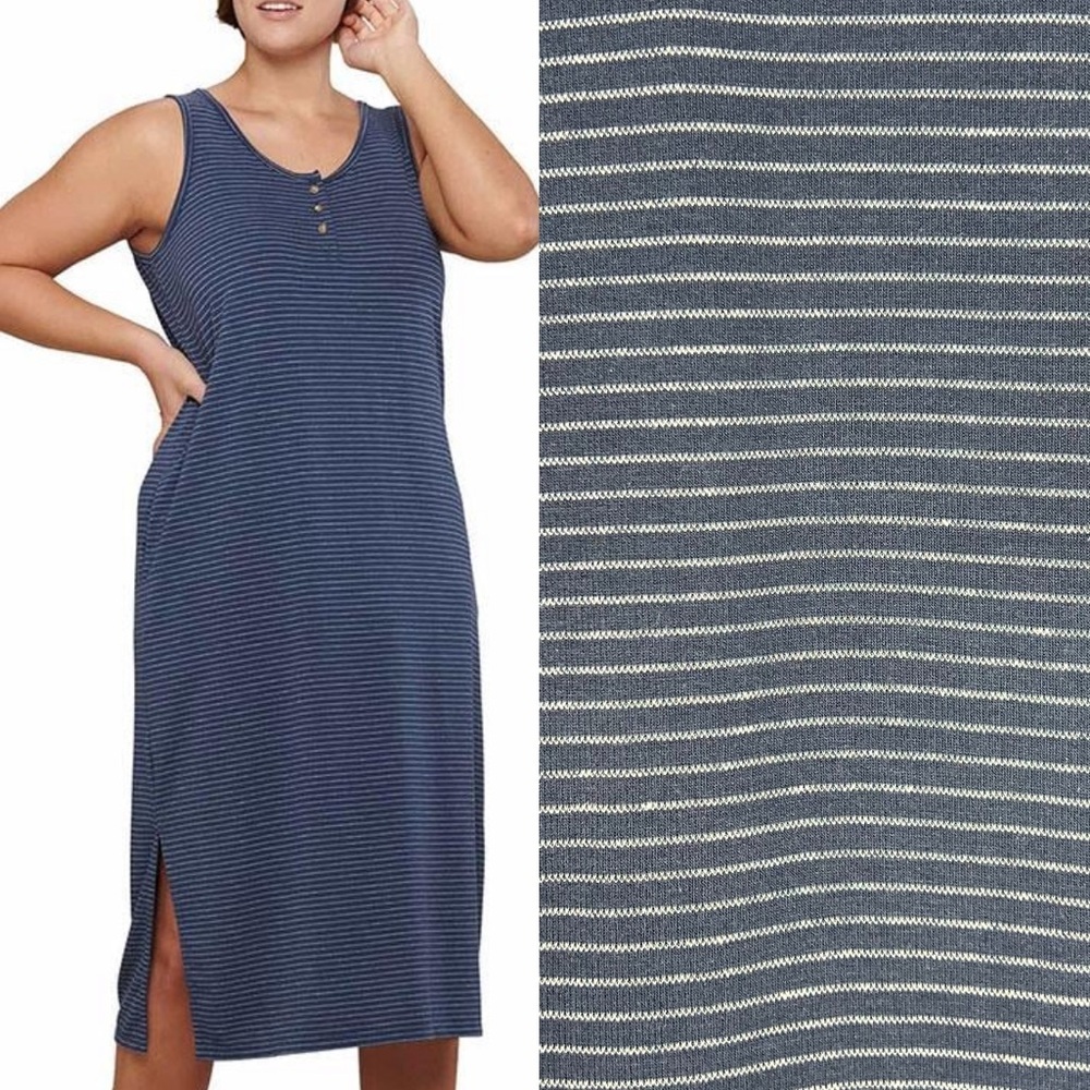 Toad&Co Dress Womens XS Piru Henley Tank Striped Outdoors Casual Comfy Midi